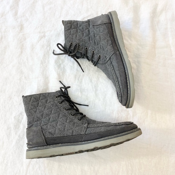 Toms Mens Searcher Boot Castlerock Quilted Wool Suede Grey Shoes - Picture 8 of 16